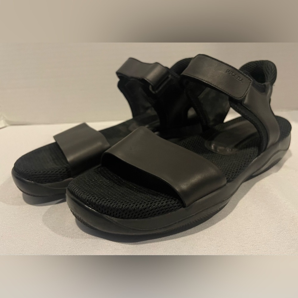 PRADA Authentic Y2K Vibram Black Leather Sport Sandals Made In Italy Women’s 9
